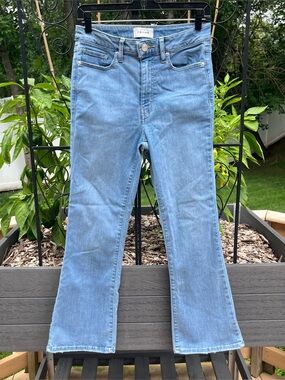 FRAME Denim Le Mini Boot Cropped Kick Flare Jeans Integrity Blue Size 27 Stretch